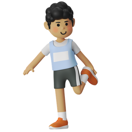 Boy Doing Warm Up Before Running  3D Illustration