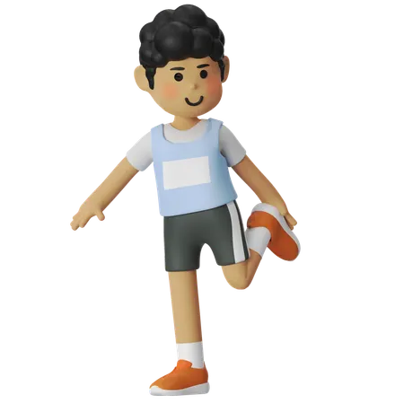 Boy Doing Warm Up Before Running  3D Illustration