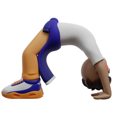 Boy Doing Wheel Pose  3D Illustration