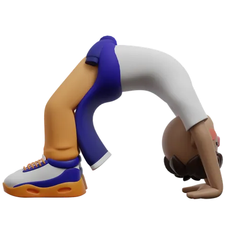 Boy Doing Wheel Pose  3D Illustration