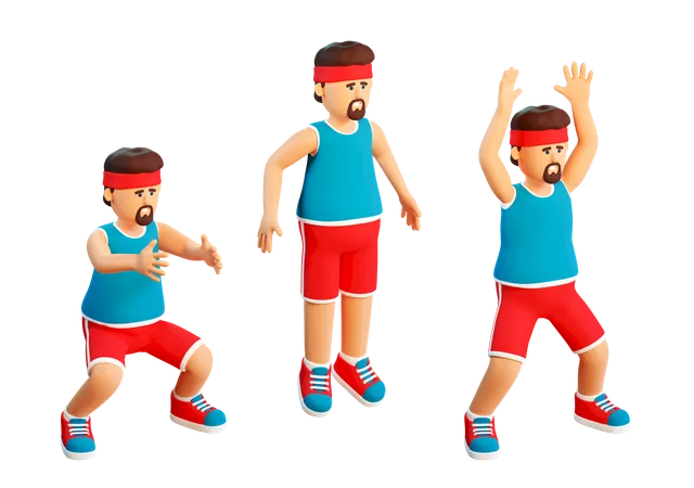 Boy doing workout  3D Illustration