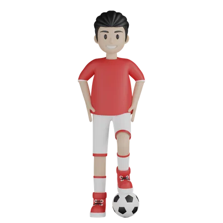 Boy dribble football  3D Illustration