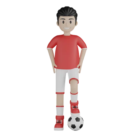 Boy dribble football 3D Illustration
