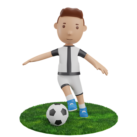 Boy dribbling football  3D Icon