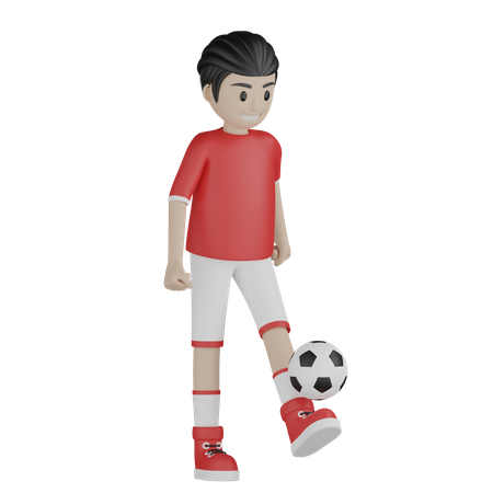 Boy dribbling football  3D Icon