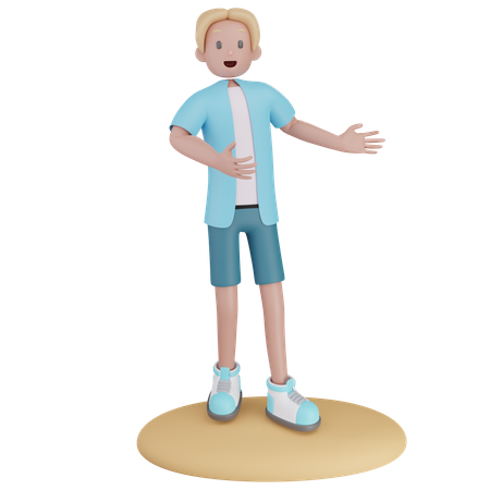 Boy enjoying at beach  3D Illustration