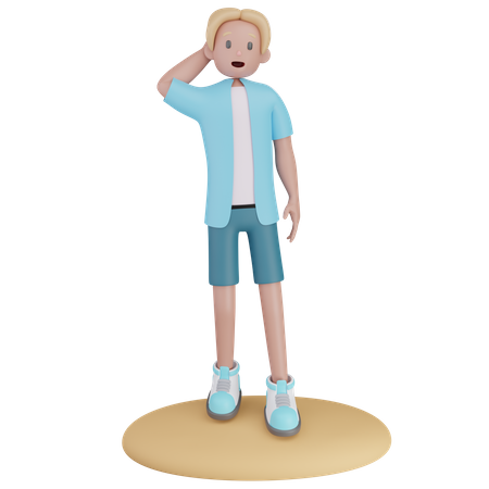 Boy enjoying beach  3D Illustration