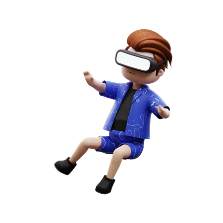 Boy Enjoying Meta World  3D Illustration