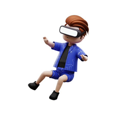 Boy Enjoying Meta World  3D Illustration