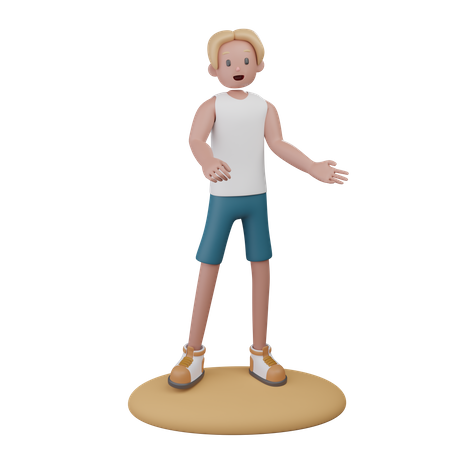 Boy enjoying summer at beach  3D Illustration