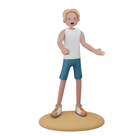 Boy enjoying summer at beach  3D Illustration
