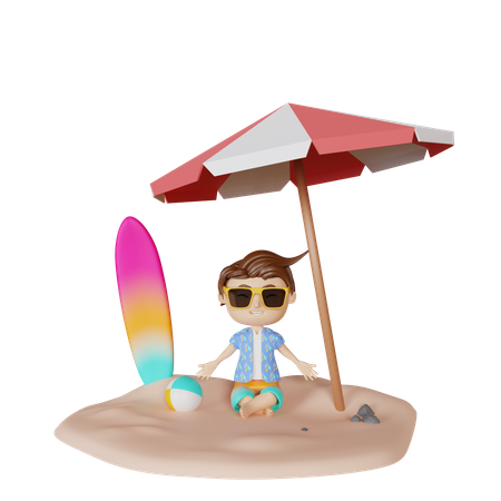 Boy enjoying summer vacation  3D Illustration