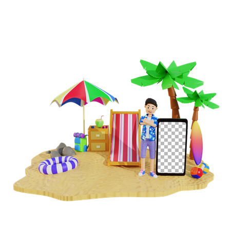 Boy enjoying summer vacation  3D Illustration