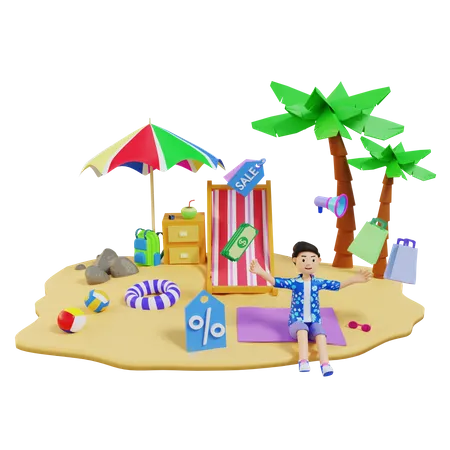 Boy enjoying summer vacation  3D Illustration