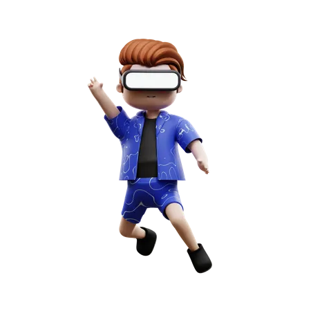Boy Enjoying Virtual Reality  3D Illustration
