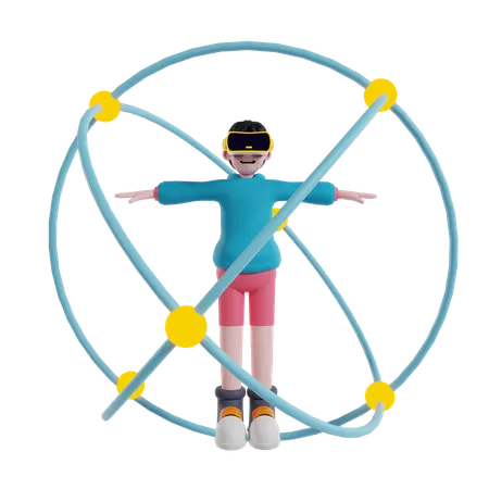 Boy experiencing meta world using VR  3D Illustration