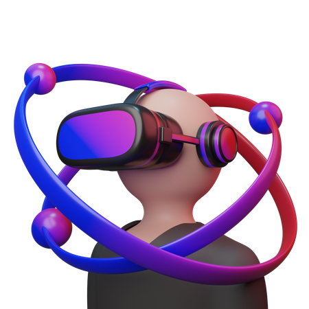 Boy experiencing meta world using VR  3D Icon