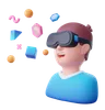 Boy experiencing meta world using VR