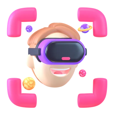 Boy Experiencing Metaverse  3D Icon