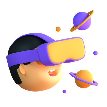 Boy Experiencing Metaverse World  3D Icon