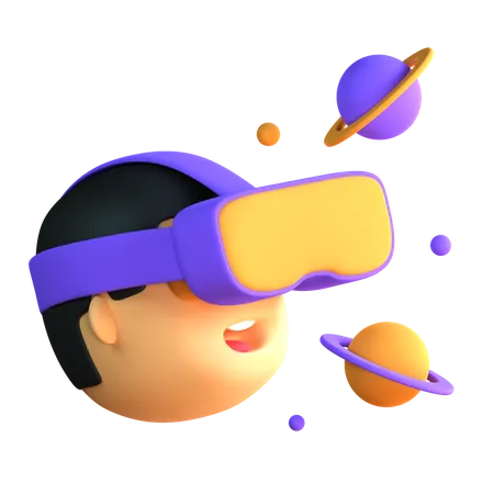 Boy Experiencing Metaverse World  3D Icon