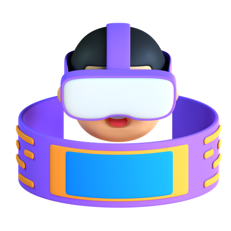 Boy Experiencing Virtual Reality  3D Icon