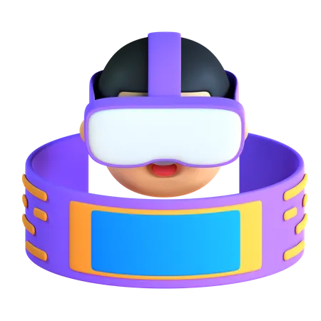 Boy Experiencing Virtual Reality  3D Icon