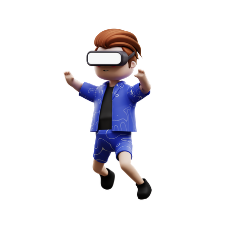 Boy Experiencing Virtual World  3D Illustration