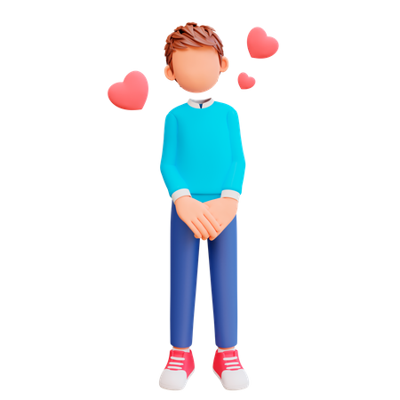 Boy fall in love  3D Illustration