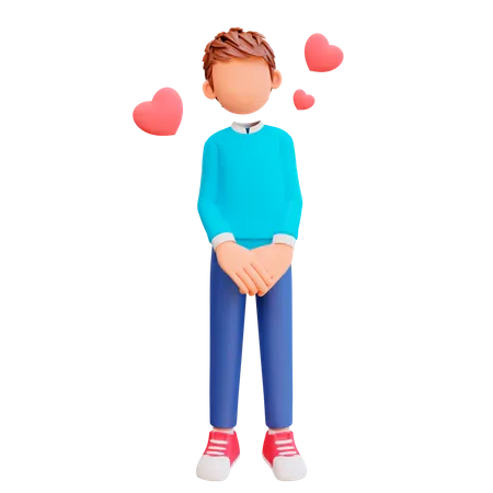 Boy fall in love  3D Illustration