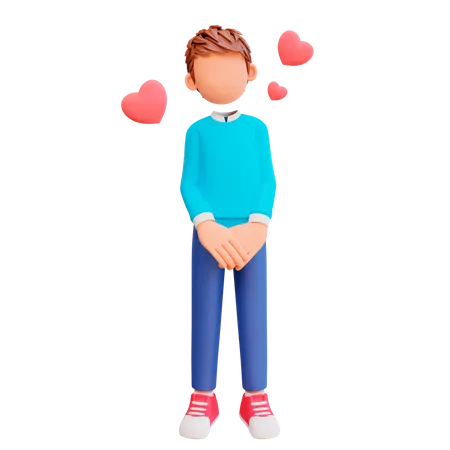 Cute Boy Fall In Love 3D Illustration