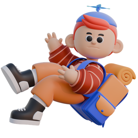 Boy Falling Down  3D Illustration