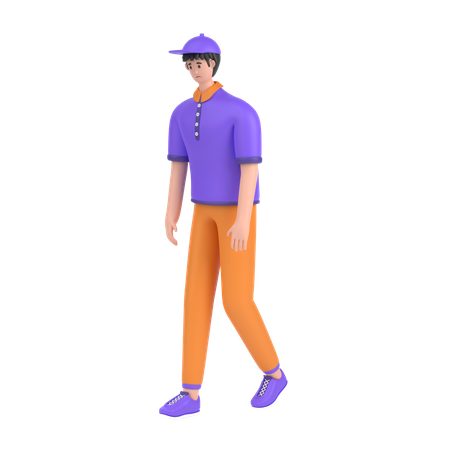 Boy Feel Frustrated Walking  3D Illustration