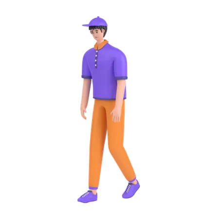 Boy Feel Frustrated Walking  3D Illustration