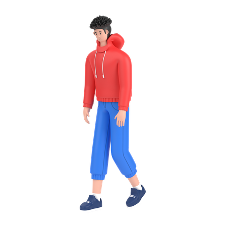 Boy Feel Frustrated Walking  3D Illustration