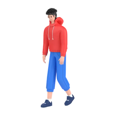 Boy Feel Frustrated Walking  3D Illustration