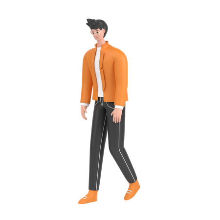 Boy Feel Frustrated Walking  3D Illustration