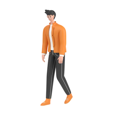 Boy Feel Frustrated Walking  3D Illustration