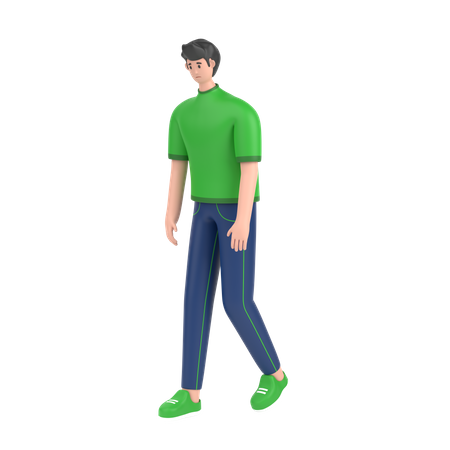 Boy Feel Frustrated Walking  3D Illustration