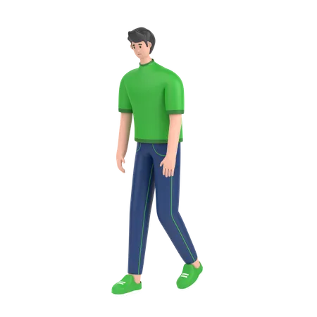 Boy Feel Frustrated Walking  3D Illustration