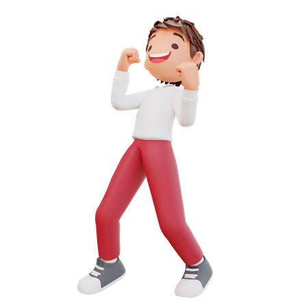 Boy feeling enthusiastic  3D Illustration