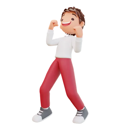 Boy feeling enthusiastic  3D Illustration