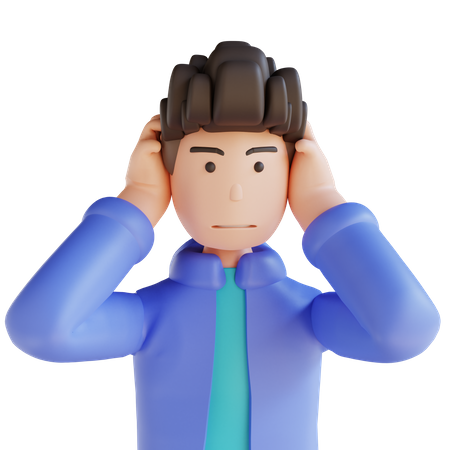 Boy feeling headache  3D Icon