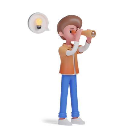 Boy Finding solution  3D Illustration