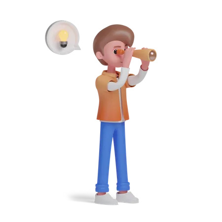 Boy Finding solution  3D Illustration