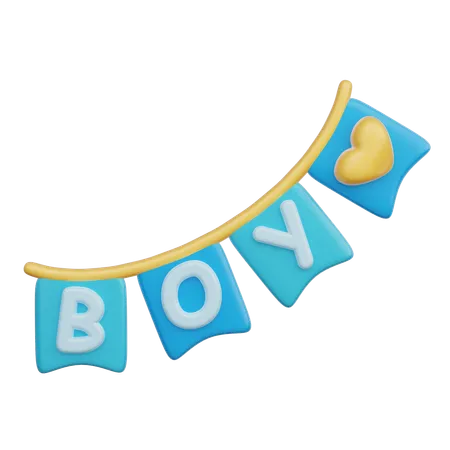 3 D Blue Party Flag Baby Gender Reveal Its A Boy Birthday Party 3 D Rendering 3D Icon