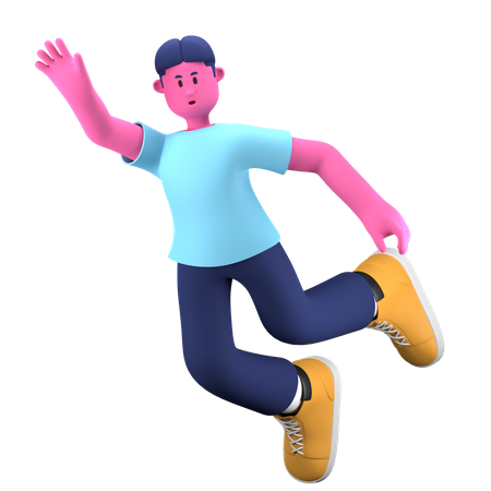 Boy flying in air  3D Illustration