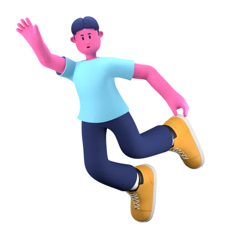 Boy flying in air  3D Illustration