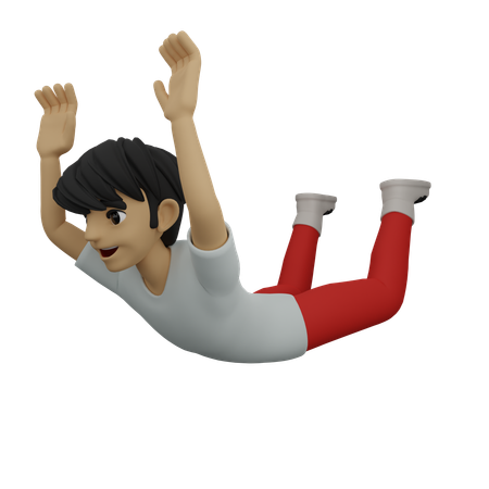 Boy flying in air  3D Illustration