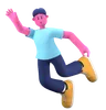 Boy flying in air
